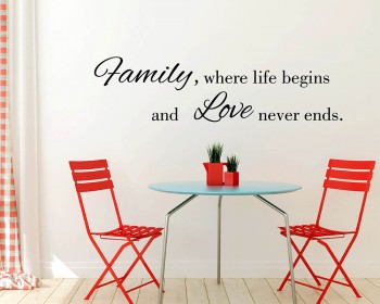 Family Where Life Begins Quotes Wall Decal Family Lettering Vinyl Art Stickers